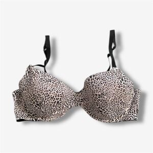 Ambrielle Womens Leopard Print Cotton Lightly Lined Demi Bra Soft Clip Strap 40C